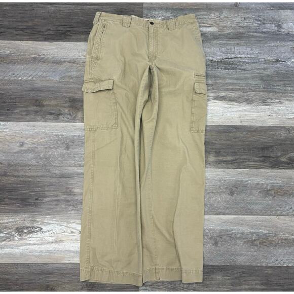 Eddie Bauer Tan Mens 36x33 Utility Fit Ripstop Khaki Cargo Pants Loose Straight - Picture 1 of 15